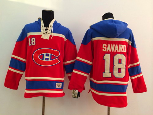 Montreal Canadiens #18 Serge Savard Red Old Time Hockey Hoodie Montreal Canadiens #18 Serge Savard Red Old Time Hockey Hoodie